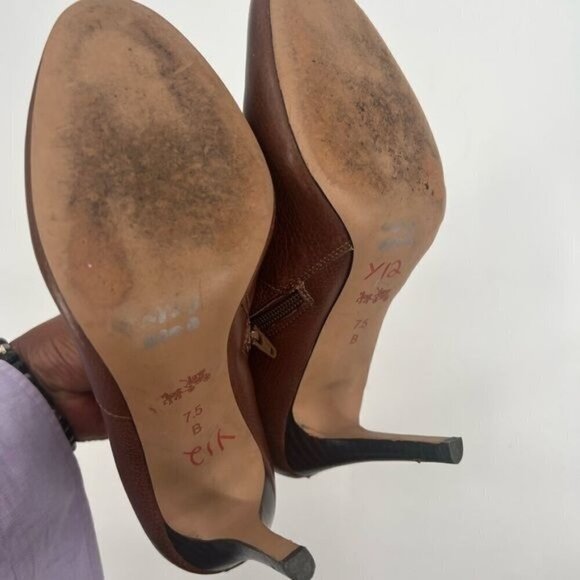 Coach Salene brown leather boots shoes size 7.5 4 inch heels - Picture 6 of 16